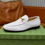 Gucci Unisex GG Jordaan Loafer Horsebit Blake Beige Suede Leather Flat - Image 3