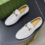 Gucci Unisex GG Jordaan Loafer Horsebit Blake Beige Suede Leather Flat - Image 6