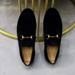 Gucci Unisex GG Jordaan Loafer Horsebit Blake Black Suede Leather Flat - Image 7