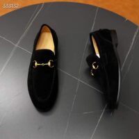 Gucci Unisex GG Jordaan Loafer Horsebit Blake Black Suede Leather Flat (2)