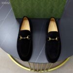 Gucci Unisex GG Jordaan Loafer Horsebit Blake Black Suede Leather Flat - Image 6