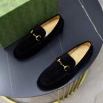 Gucci Unisex GG Jordaan Loafer Horsebit Blake Black Suede Leather Flat - Image 5