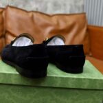 Gucci Unisex GG Jordaan Loafer Horsebit Blake Black Suede Leather Flat - Image 9