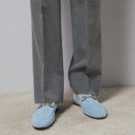 Gucci Unisex GG Jordaan Loafer Horsebit Blake Light Blue Suede Leather Flat - Image 11