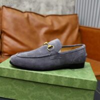Gucci Unisex GG Jordaan Loafer Horsebit Blake Light Sage Suede Leather Flat (4)