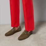 Gucci Unisex GG Jordaan Loafer Horsebit Blake Olive Green Suede Leather Flat - Bild 11