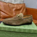 Gucci Unisex GG Jordaan Loafer Horsebit Blake Olive Green Suede Leather Flat - Bild 4