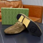Gucci Unisex GG Jordaan Loafer Horsebit Blake Olive Green Suede Leather Flat - Bild 9