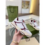 Gucci Unisex GG Re-Web Sneaker White Leather Beige Suede Low Heel – Bild 5