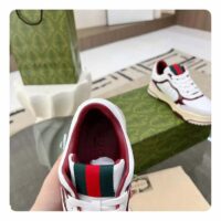 Gucci Unisex GG Re-Web Sneaker White Leather Beige Suede Low Heel (2)