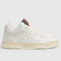 Gucci Unisex GG Re-Web Sneaker White Leather Low 3 CM Heel (10)