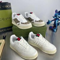 Gucci Unisex GG Re-Web Sneaker White Leather Low 3 CM Heel (10)