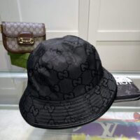Gucci Unisex GG Ripstop Bucket Hat Dark Grey Black Cotton