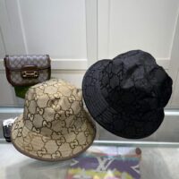 Gucci Unisex GG Ripstop Bucket Hat Dark Grey Black Cotton
