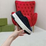 Gucci Unisex GG Sneaker Tennis 1977 Blue Denim Black Crystals Low Heel - Bild 8