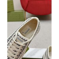 Gucci Unisex GG Sneaker Tennis 1977 Ivory Black Canvas Jacquard Low Heel (7)