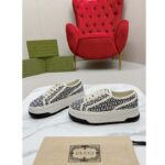 Gucci Unisex GG Sneaker Tennis 1977 Ivory Black Canvas Jacquard Low Heel - Image 3