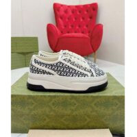 Gucci Unisex GG Sneaker Tennis 1977 Ivory Black Canvas Jacquard Low Heel (7)