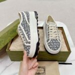 Gucci Unisex GG Sneaker Tennis 1977 Ivory Black Canvas Jacquard Low Heel - Image 6