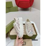 Gucci Unisex GG Sneaker Tennis 1977 Off White Canvas Lamé Crystals Low Heel - Image 7