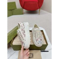 Gucci Unisex GG Sneaker Tennis 1977 Off White Canvas Lamé crystals Low Heel (5)