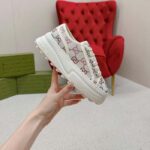 Gucci Unisex GG Sneaker Tennis 1977 Off White Canvas Lamé Crystals Low Heel - Image 6