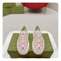 Gucci Unisex GG Sneaker Tennis 1977 Pink Orange Canvas Elements Low Heel (4)
