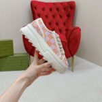 Gucci Unisex GG Sneaker Tennis 1977 Pink Orange Canvas Elements Low Heel - Image 8
