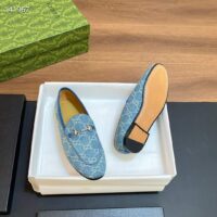 Gucci Unisex Jordaan Loafer Light Blue Ivory GG Denim Horsebit Flat (3)