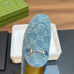 Gucci Unisex Jordaan Loafer Light Blue Ivory GG Denim Horsebit Flat – Image 10