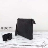 Gucci Unisex Jumbo GG Medium Messenger Bag Black Leather Zip Closure (6)