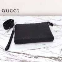 Gucci Unisex Jumbo GG Medium Messenger Bag Black Leather Zip Closure (6)