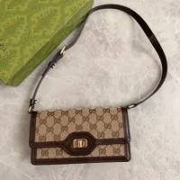 Gucci Unisex Luce Mini Shoulder Bag Beige Ebony Original GG Canvas (2)