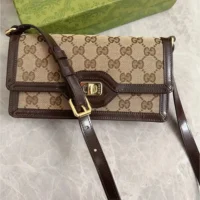 Gucci Unisex Luce Mini Shoulder Bag Beige Ebony Original GG Canvas (2)