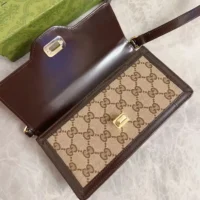 Gucci Unisex Luce Mini Shoulder Bag Beige Ebony Original GG Canvas (2)