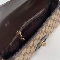 Gucci Unisex Luce Small Shoulder Bag Beige Ebony Original GG Canvas (7)