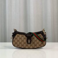 Gucci Unisex Moon Side Mini Shoulder Bag Beige Ebony Original GG Canvas (7)