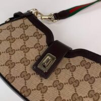 Gucci Unisex Moon Side Mini Shoulder Bag Beige Ebony Original GG Canvas (7)