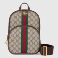 Gucci Unisex Ophidia GG Small Crossbody Bag Beige Ebony Supreme Canvas