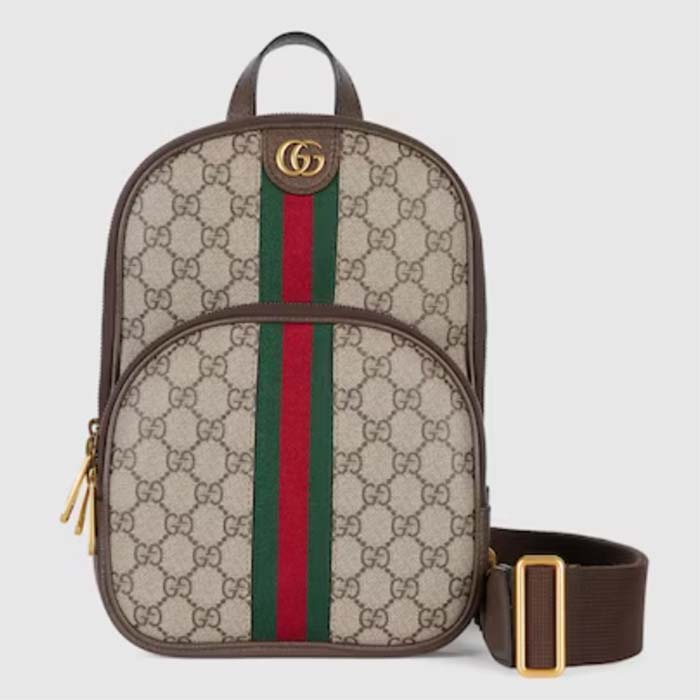 Gucci Unisex Ophidia GG Small Crossbody Bag Beige Ebony Supreme Canvas