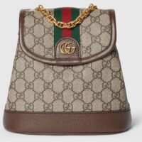 Gucci Unisex Ophidia Mini Backpack Beige Ebony GG Supreme Canvas (4)