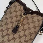 Gucci Unisex Original GG Small Bucket Bag Brown Canvas Leather Hook Closure - Imagen 8