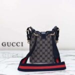 Gucci Unisex Original GG Small Bucket Shoulder Bag Beige Blue Canvas – Bild 3