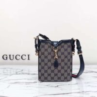 Gucci Unisex Original GG Small Bucket Shoulder Bag Beige Blue Canvas (6)