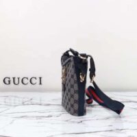 Gucci Unisex Original GG Small Bucket Shoulder Bag Beige Blue Canvas (6)
