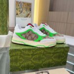Gucci Unisex Re-Web Sneaker Beige Ebony Original GG Canvas Green Low Heel - Image 2
