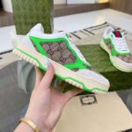 Gucci Unisex Re-Web Sneaker Beige Ebony Original GG Canvas Green Low Heel - Image 6