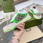 Gucci Unisex Re-Web Sneaker Beige Ebony Original GG Canvas Green Low Heel - Image 8