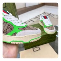 Gucci Unisex Re-Web Sneaker Beige Ebony Original GG Canvas Green Low Heel (5)