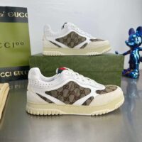 Gucci Unisex Re-Web Sneaker Beige Ebony Original GG Canvas Low 3 CM Heel (4)